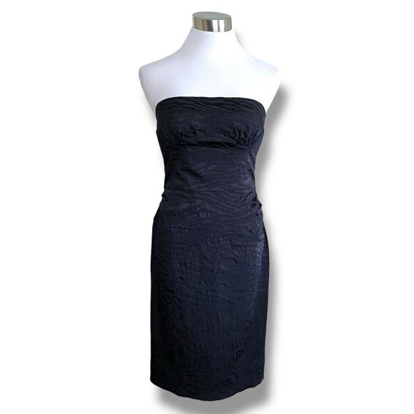 Diane von Furstenberg DVF Tiaraja Dress Sz 6 Blue Black Animal Print Strapless - Picture 1 of 9